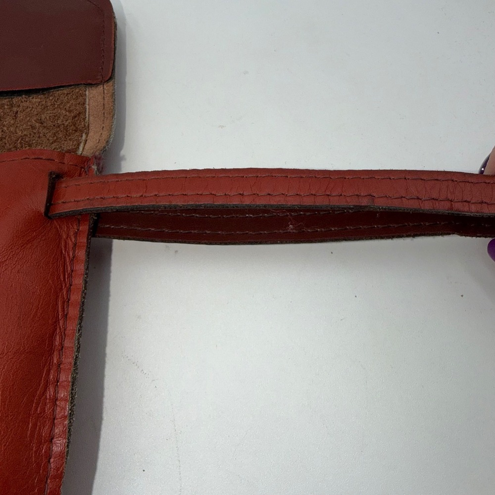Vintage Red Leather Envelope Clutch Bag Wristlet Made in Dominican Republic - Picture 4 of 13